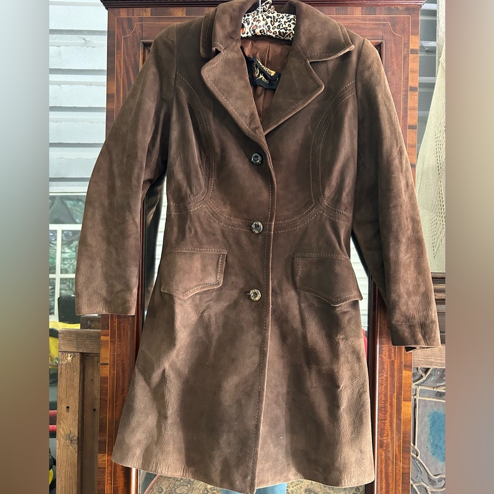 Vintage Brown Leather Coat